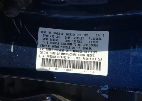 2014 Honda Accord Sport z USA, uszkodzony, nr VIN 1HGCR2F51EA052144